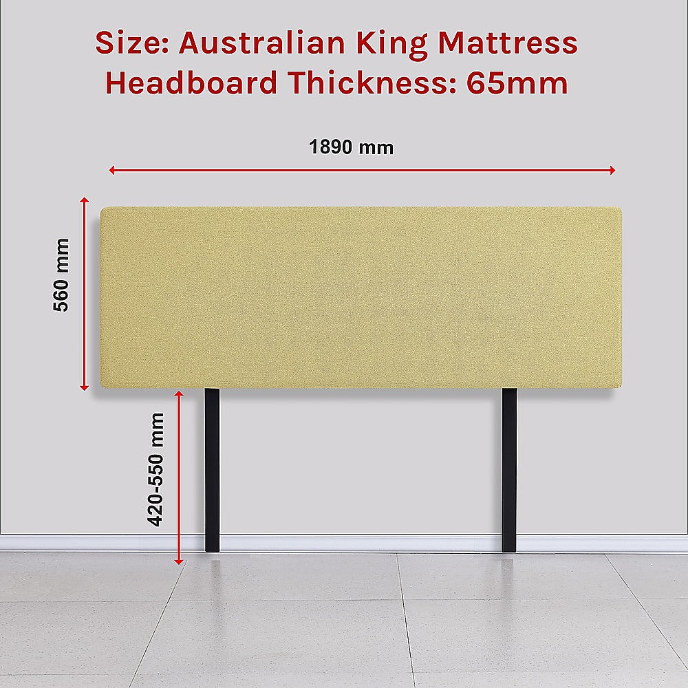 Linen Fabric King Bed Deluxe Headboard Bedhead - Sulfur Yellow V63-839641
