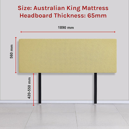 Linen Fabric King Bed Deluxe Headboard Bedhead - Sulfur Yellow V63-839641