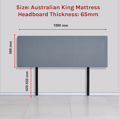 Linen Fabric King Bed Deluxe Headboard Bedhead - Berlin Blue V63-839671