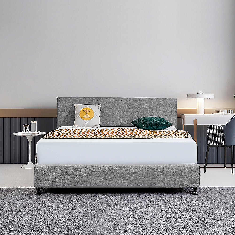 Linen Fabric King Bed Deluxe Headboard Bedhead - Night Ash V63-839681