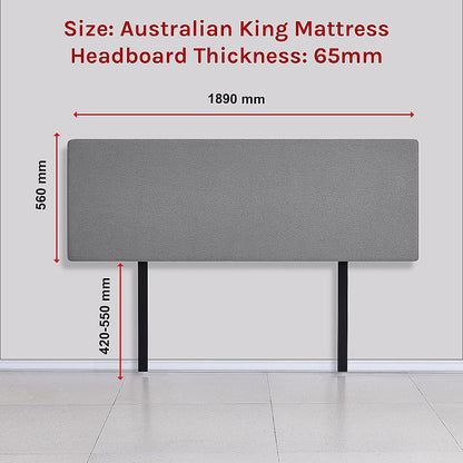 Linen Fabric King Bed Deluxe Headboard Bedhead - Night Ash V63-839681