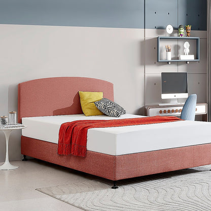 Linen Fabric Queen Bed Curved Headboard Bedhead - Pearl Copper Brown V63-839771
