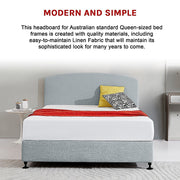 Linen Fabric Queen Bed Curved Headboard Bedhead - Stone Grey V63-839821