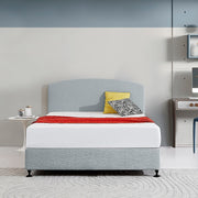 Linen Fabric Queen Bed Curved Headboard Bedhead - Stone Grey V63-839821