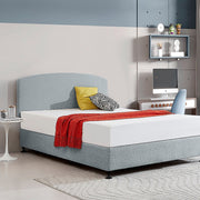 Linen Fabric Queen Bed Curved Headboard Bedhead - Stone Grey V63-839821