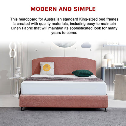 Linen Fabric King Bed Curved Headboard Bedhead - Pearl Copper Brown V63-839851
