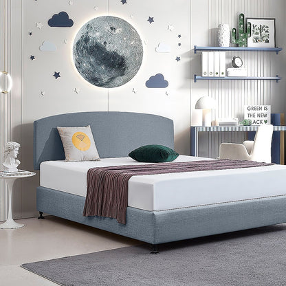 Linen Fabric King Bed Curved Headboard Bedhead - Berlin Blue V63-839911