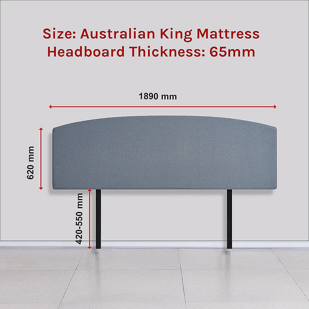 Linen Fabric King Bed Curved Headboard Bedhead - Berlin Blue V63-839911