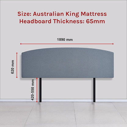 Linen Fabric King Bed Curved Headboard Bedhead - Berlin Blue V63-839911