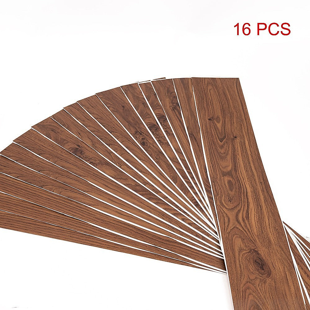 Vinyl Floor Tiles Self Adhesive Flooring Teak Wood Grain 16 Pack 2.3SQM V63-839961