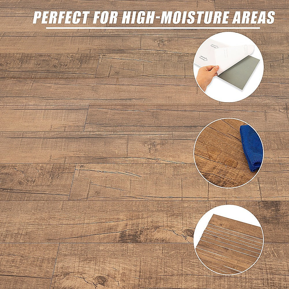 Vinyl Floor Tiles Self Adhesive Flooring Smoked Eucalyptus Wood Grain 16 Pack 2.3SQM V63-840001