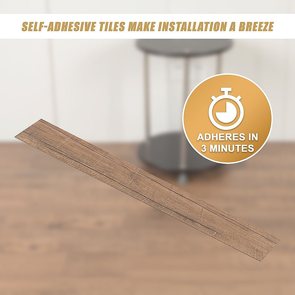 Vinyl Floor Tiles Self Adhesive Flooring Smoked Eucalyptus Wood Grain 16 Pack 2.3SQM V63-840001