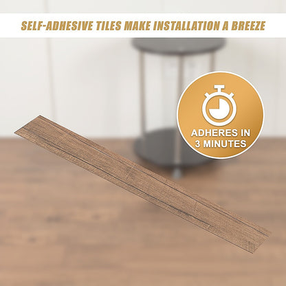 Vinyl Floor Tiles Self Adhesive Flooring Smoked Eucalyptus Wood Grain 16 Pack 2.3SQM V63-840001