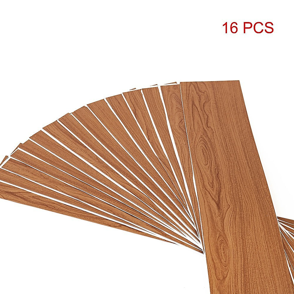 Vinyl Floor Tiles Self Adhesive Flooring African Mahogany Wood Grain 16 Pack 2.3SQM V63-840011