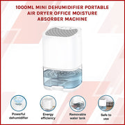 1000ML Mini Dehumidifier Portable Air Dryer Office Moisture Absorber Machine V63-840051