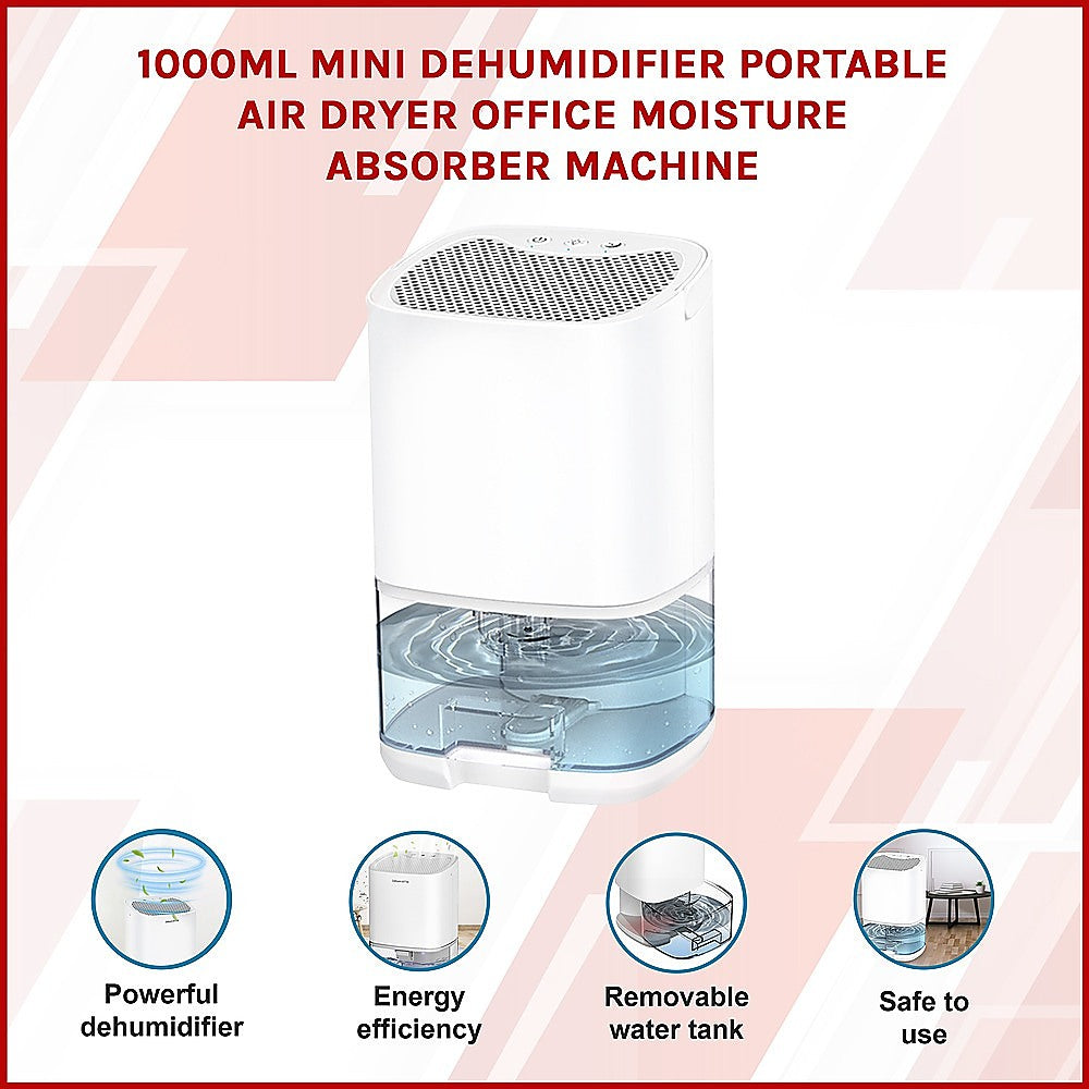 1000ML Mini Dehumidifier Portable Air Dryer Office Moisture Absorber Machine V63-840051