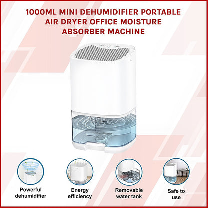 1000ML Mini Dehumidifier Portable Air Dryer Office Moisture Absorber Machine V63-840051