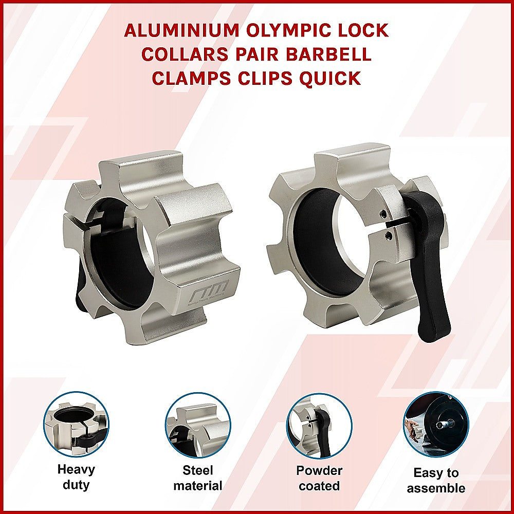 Aluminium Olympic Lock Collars Pair Barbell Clamps Clips Quick V63-840081