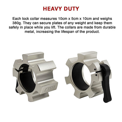 Aluminium Olympic Lock Collars Pair Barbell Clamps Clips Quick V63-840081
