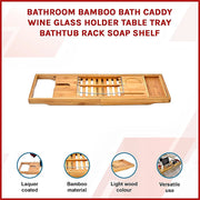 Bathroom Bamboo Bath Caddy Wine Glass Holder Table Tray Bathtub Rack Soap Shelf V63-840221