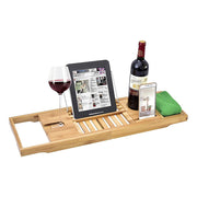 Bathroom Bamboo Bath Caddy Wine Glass Holder Table Tray Bathtub Rack Soap Shelf V63-840221