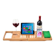 Bathroom Bamboo Bath Caddy Wine Glass Holder Table Tray Bathtub Rack Soap Shelf V63-840221