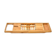 Bathroom Bamboo Bath Caddy Wine Glass Holder Table Tray Bathtub Rack Soap Shelf V63-840221