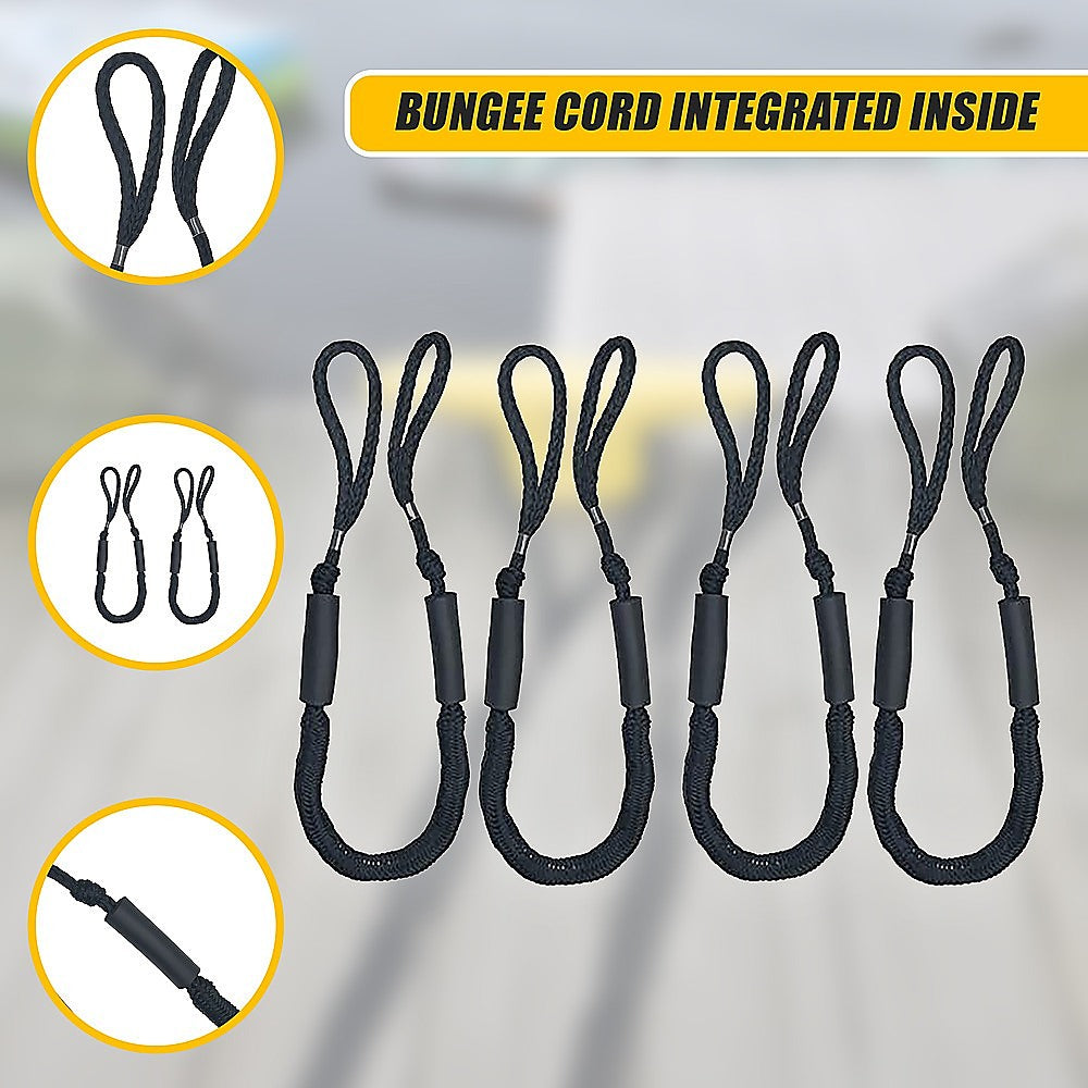 4 Pack Marine Bungee Dock Line Boat Mooring Rope Anchor Cord Stretch V63-840231