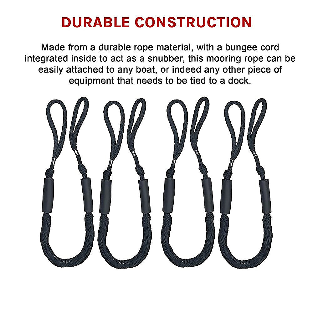 4 Pack Marine Bungee Dock Line Boat Mooring Rope Anchor Cord Stretch V63-840231