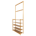 Large Wooden 5 Tiers Hat Coat Stand Clothes Shoe Rack Hanger Hooks Shelf Storage V63-840271