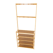 Large Wooden 5 Tiers Hat Coat Stand Clothes Shoe Rack Hanger Hooks Shelf Storage V63-840271