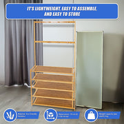 Large Wooden 5 Tiers Hat Coat Stand Clothes Shoe Rack Hanger Hooks Shelf Storage V63-840271