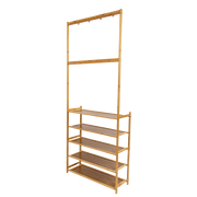 Large Wooden 5 Tiers Hat Coat Stand Clothes Shoe Rack Hanger Hooks Shelf Storage V63-840271