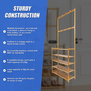 Large Wooden 5 Tiers Hat Coat Stand Clothes Shoe Rack Hanger Hooks Shelf Storage V63-840271