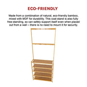 Large Wooden 5 Tiers Hat Coat Stand Clothes Shoe Rack Hanger Hooks Shelf Storage V63-840271