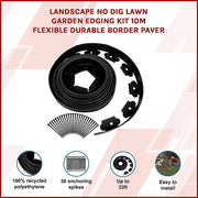 Landscape No Dig Lawn Garden Edging Kit 10m Flexible Durable Border Paver V63-840281