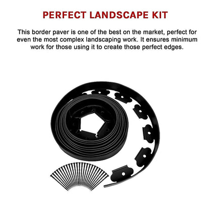 Landscape No Dig Lawn Garden Edging Kit 10m Flexible Durable Border Paver V63-840281
