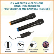 2 x Wireless Microphone Handheld Cordless Professional Mic Karaoke Receiver V63-840341