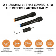 2 x Wireless Microphone Handheld Cordless Professional Mic Karaoke Receiver V63-840341
