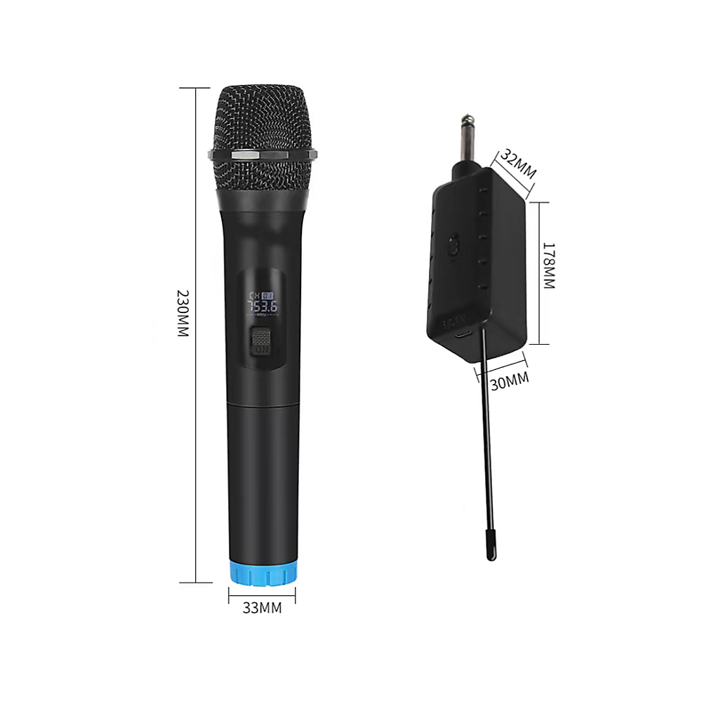 2 x Wireless Microphone Handheld Cordless Professional Mic Karaoke Receiver V63-840341