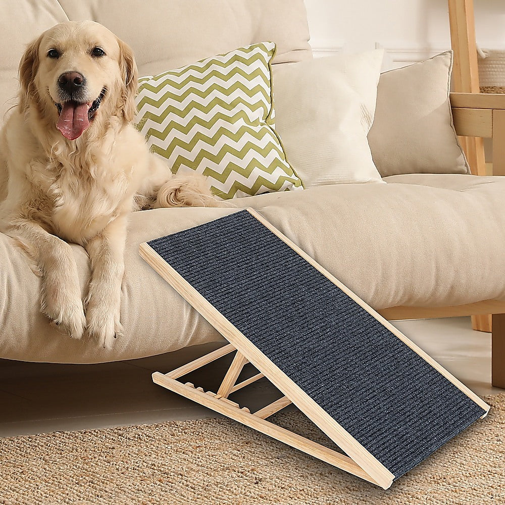 Foldable Dog Pet Ramp Adjustable Height Dogs Stairs for Bed Sofa Car 100cm V63-840351