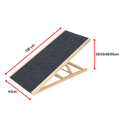 Foldable Dog Pet Ramp Adjustable Height Dogs Stairs for Bed Sofa Car 100cm V63-840351