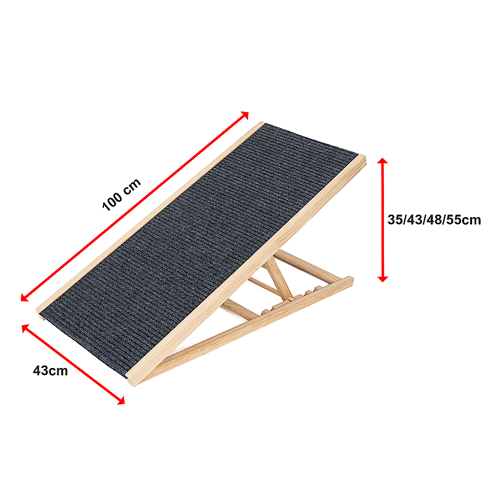Foldable Dog Pet Ramp Adjustable Height Dogs Stairs for Bed Sofa Car 100cm V63-840351