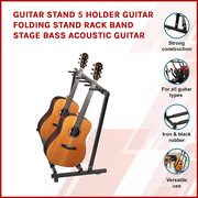 Guitar Stand 5 Holder Guitar Folding Stand Rack Band Stage Bass Acoustic Guitar V63-840371