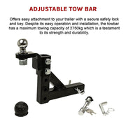 Adjustable Tow Bar Tongue Hitch 50mm Ball Drop for Trailer Caravan V63-840381