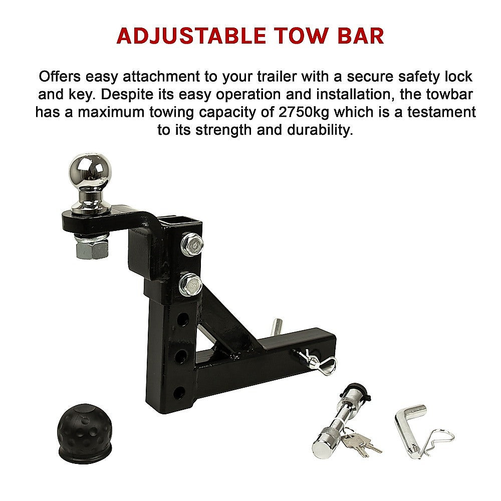 Adjustable Tow Bar Tongue Hitch 50mm Ball Drop for Trailer Caravan V63-840381