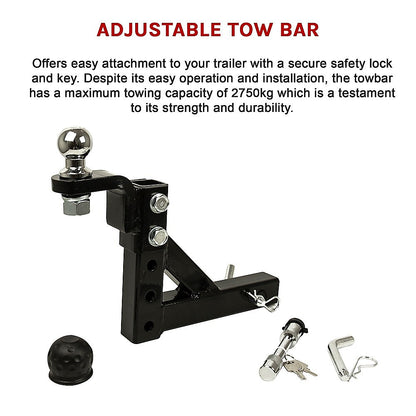 Adjustable Tow Bar Tongue Hitch 50mm Ball Drop for Trailer Caravan V63-840381