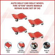 Auto Dolly Car Dolly Wheel Tire 12"x16" Skate 6000lb Repair Slide Set of (4) V63-840401