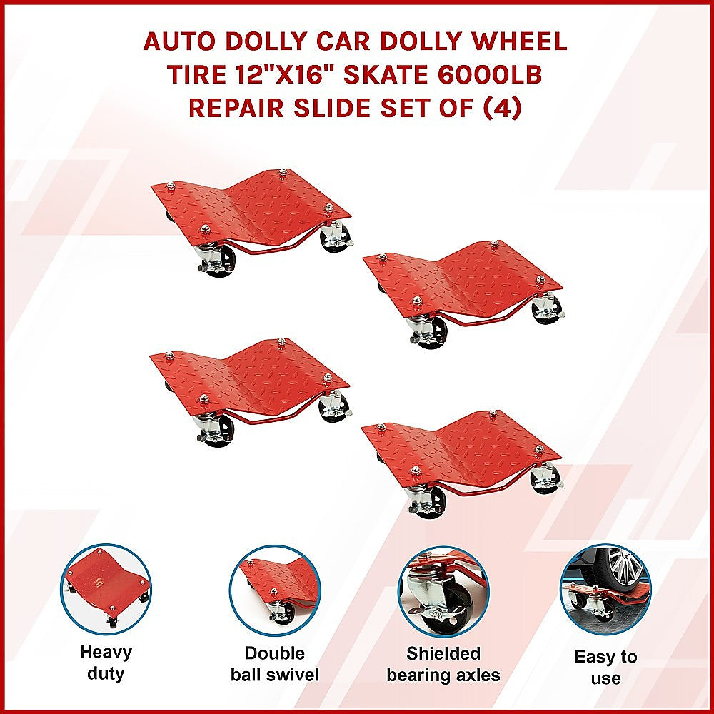 Auto Dolly Car Dolly Wheel Tire 12"x16" Skate 6000lb Repair Slide Set of (4) V63-840401