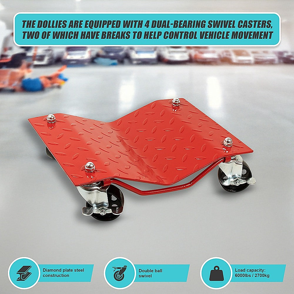Auto Dolly Car Dolly Wheel Tire 12"x16" Skate 6000lb Repair Slide Set of (4) V63-840401